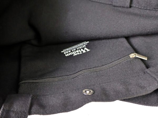 Woman of God black Christian tote bag made from premium 16oz fabric with reinforced handles and secure magnetic closure